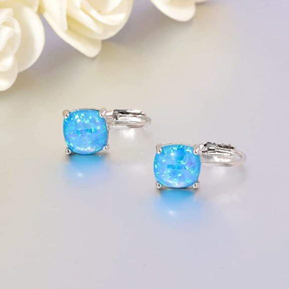 Square Opal GOLD Earring - Picture 2 of 4